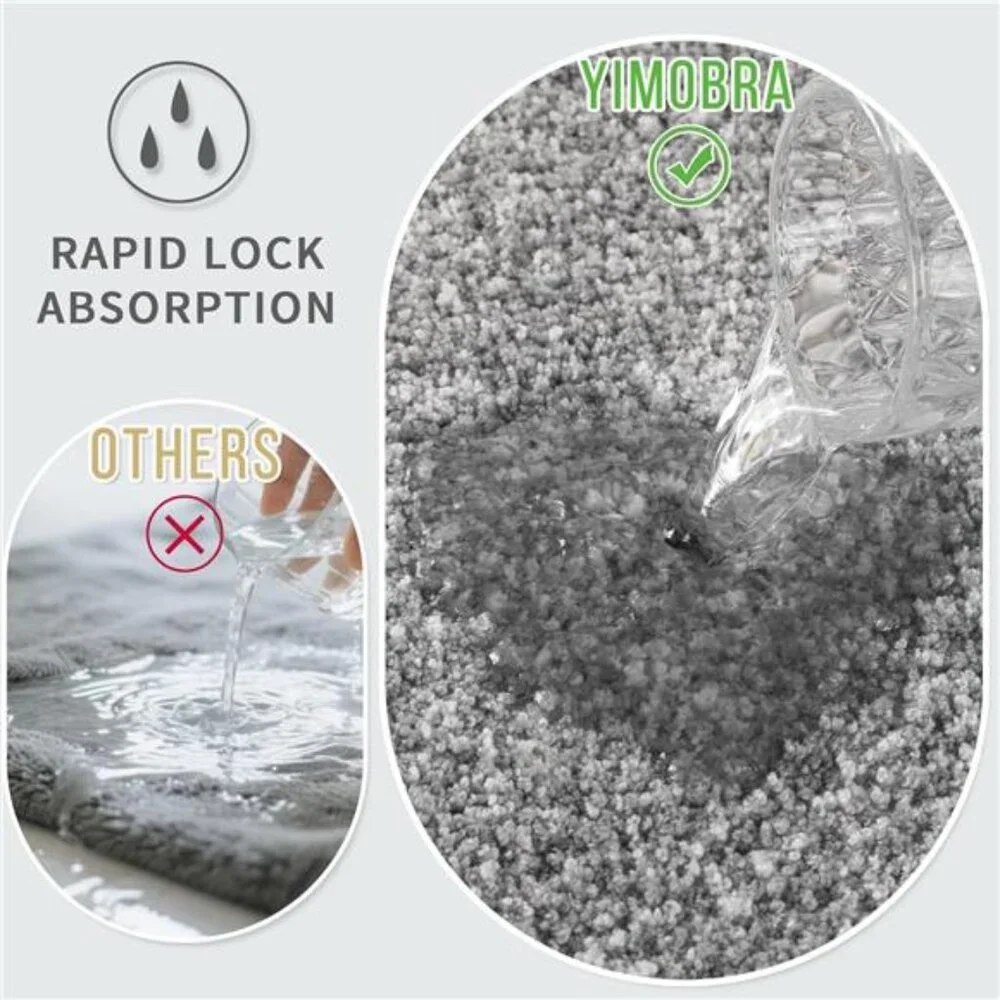 Bathroom Rug Non Slip Washable Soft Absorbent Microfiber Mat Grey White 24x17